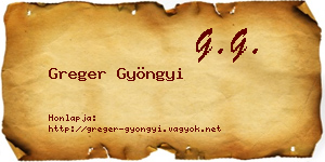 Greger Gyöngyi névjegykártya